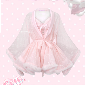 Kitty Princess Fur Chiffon Robe