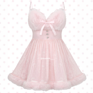 Kitty Princess Fur Chiffon Dress